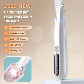 2025 New Pet Precision Trimmer, Dog Paw Trimmer with LED Light, Low Noise, IP68 Waterproof, Dual-Speed Motor, Suit for Trimming Paw, Ear, Face, Butt, Eyebrows, USB Rechageble