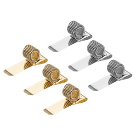 PATIKIL 6Pcs Pen Holder Clips, Metal Pen Clip Holder Adjustable Loop Pen Pencil Organizer with Horizontal Single Spring Loop for Notebook, Clipboard, Silver Tone, Gold Tone