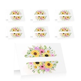 Segnaposto Floreali Matrimonio - Set 40 pz con Girasoli e Margherite - Frase Grazie per Esserci - per Battesimo, Comunione, Cerimonia - Stile Rustico, Boho, Romantico