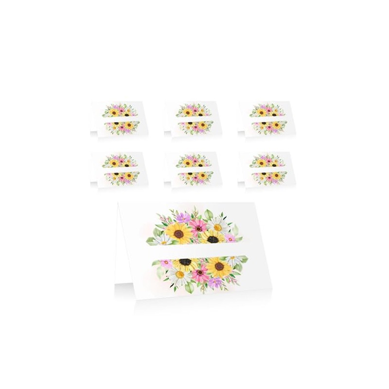 Segnaposto Floreali Matrimonio - Set 40 pz con Girasoli e