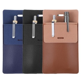 HJZHII 3Pcs Pocket Protector, PU Leather Pocket Pen Holder Organizer Pouch, Pen Pocket Protectors Holds Pens Pointers Pencils and Notes Multi-Purpose for Men Shirt Lab Coats Pants (Black, Brown, Blue)