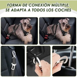 SlowTon Arnés para Perro Grandes Pequeñas Medianas, 2 En 1 Ajustable Cinturón de Seguridad para Perros Reflectante & Arnés de Coche Cómodo Ligero Malla Transpirable para Viajes Mayoría de Vehículo (S, Negro-Nuevo)