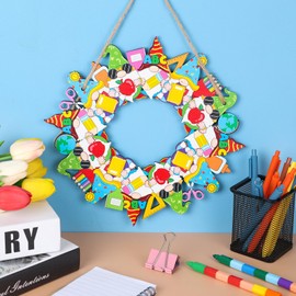 12”Welcome Back to School Sign School Office Wooden Gnomes Porch Hanging Sign for Front Door with Ropes for Classroom Door Wall Decor