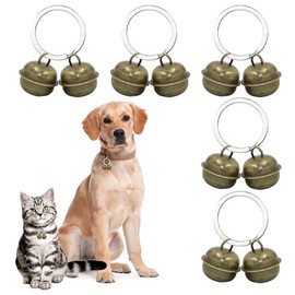 CVNRCLP 5-Pack Loud Dog & Cat Collar Bells - Brass Metal Pet Tracker Bells with Split Ring, Vintage Anti-Lost Training Pendants for Dog Necklaces and Potty Training - Decorative Pet Accessories