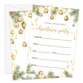 Beshoul Christmas Party Invitations with Envelopes (25-Count) - Winter Xmas Holiday Invite Cards for Bridal Shower Baby Shower Birthday Party Celebration Supplies - C01
