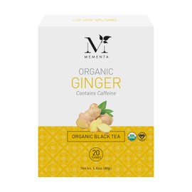 Mementa Inc Organic Ginger Tea, 20-Count Bags (Pack of 6) - Ginger Black Tea with Natural Ingredients, USDA Certified, Refreshing and Flavorful, Perfect for Any Time of Day