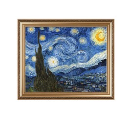 IPIC - Starry Night Vincent Van Gogh Paintings, Giclee Canvas Print Wall Art with Classic Golden Frame for Home Decor, Pic size:30x24 Framed size:34.75x28.75