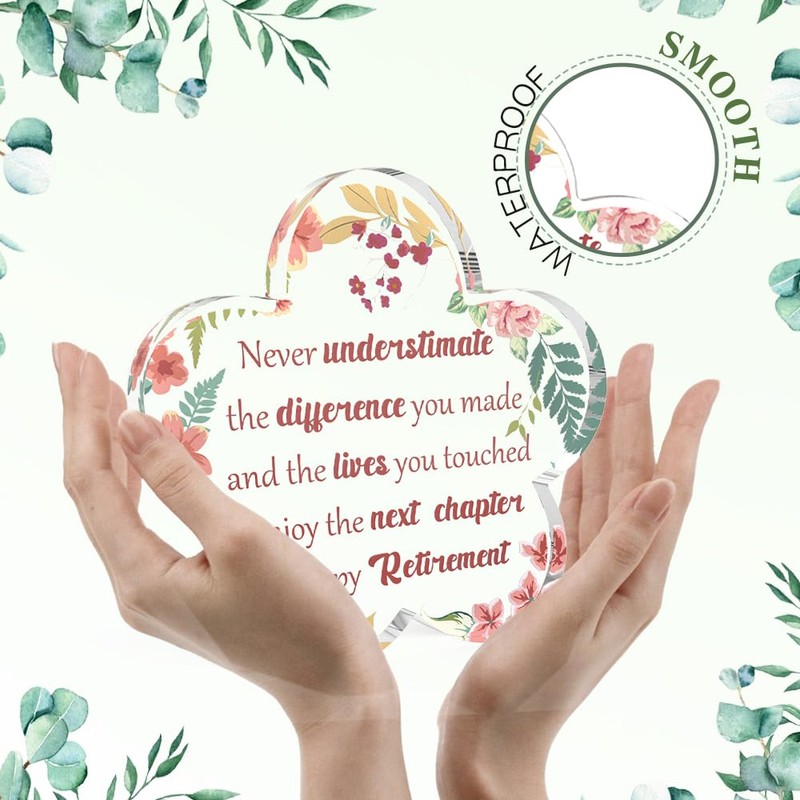 Acrylic Retirement Plaque - Flower Shaped Gift for Nurses, Teachers