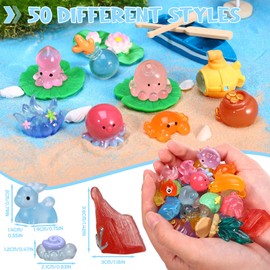 GSrenyu 50 Pcs Mini Resin Animals, 50 Styles Tiny Resin Animals Figurines Miniature Bulk Little Small Animal Figures for Micro Fairy Garden Landscape Accessories Dollhouse Hide Crafts Aquarium Decor