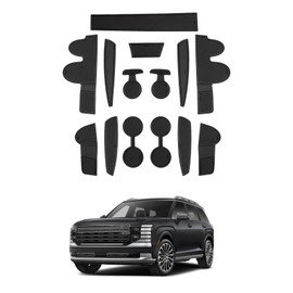 SHAOHAO for 2026 Hyundai Palisade Door Slot Mats Fit for 2026 Hyundai Palisade Accessories Center Console Mat 2026 Palisade LX3 Cup Holder Insert Mat Non-Slip Gate Slot Pad (Only for 7-Seat) Black