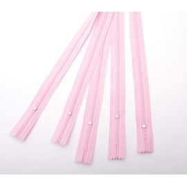 60cm Adjustable Length Invisible Zip - Pink, 5 Pieces