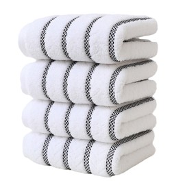 DDSColour 100% Ring-Spun Cotton Hand Towels for Bathroom Set of 4 (13.4x29.5 inches) -Perfect for Daily Use， Soft, Absorbent & Quick-Drying Bath Towels for Bathroom, Gym, Spa & Hotel Use (White)