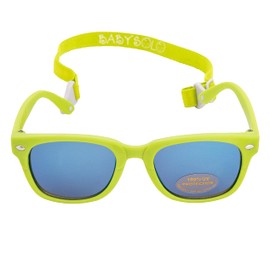 Baby Solo BabyBoo Master Baby Sunglasses Vintage, Soft, and Safe (0-24months) (Matte Lime Green w/Aqua Mirror Lens, 0-24 Months)