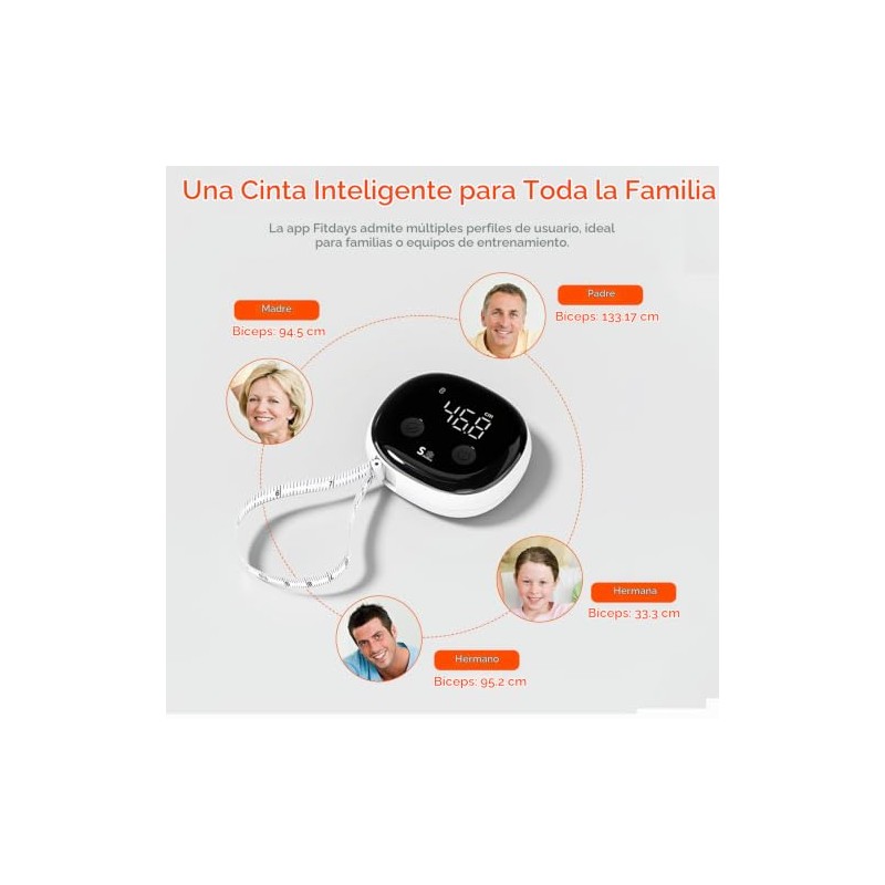 Fitdays - Cinta métrica inteligente para cuerpo, herramienta Bluetooth para