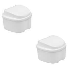 Healeved 2pcs Box Storage Cubes with Lid Dentures Teeth Filter Cleaning Tablets Cleaning Soaking Bath Container White