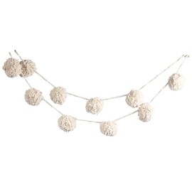 Karma, Holiday Pom Pom Garland, Christmas Garland Mantle and Christmas Tree Decoration, 96-inches Ivory