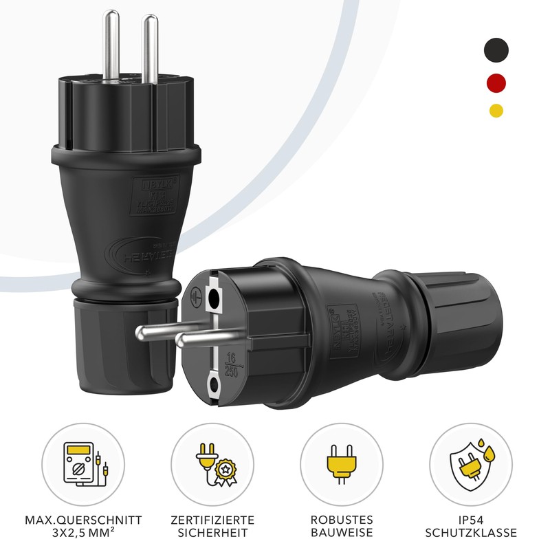 Schuko Plug 230 V IP54 - Set of 3 Robust