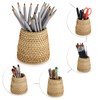 BSTKEY Handmade Rattan Woven Pencil Holder Desk Organizer, Multifunctional Stationery