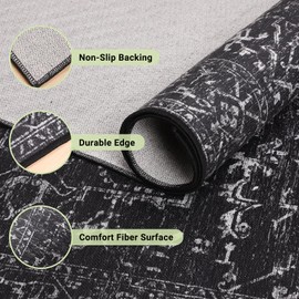 Chair Mat for Hard Floors, QQpony 63" x 51" Office Chair Mat for Hard Surface, Area Rug for Living Room, Protector Floor Rug Mat for Home Office (Black)