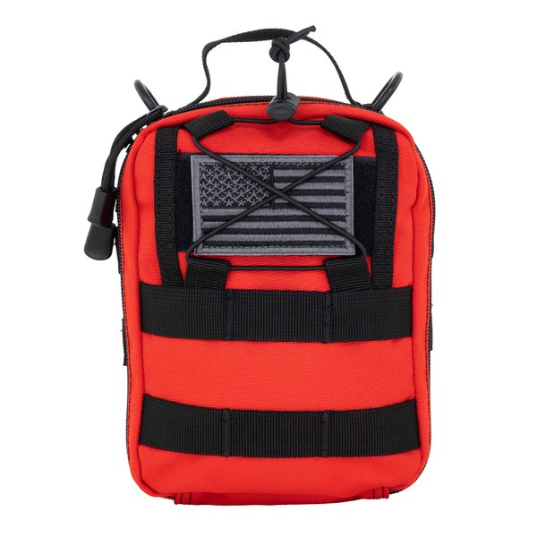LINE2design First Aid (Ifak) Pouch EMS Bag - EMT Emergency Medical Trauma Pack Bags Tactical EDC Rescue Utility Gear IFAK Bags for Hiking Gunshot Stop Bleeding Includes USA Patch - Red