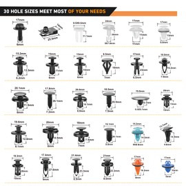 GOOACC 1045Pcs Car Push Retainer Clips & Auto Fasteners Assortment -30 Most Popular Sizes Nylon Bumper Fender Rivets with Fasteners Remover an 10 Cable Ties for Toyota GM Ford Honda Chevy