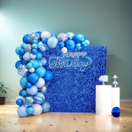30p Sparkling Backdrop Wall Decor, Mirror Background, Enhance Atmosphere, For Photoshoot, Holidays and Birthdays, Anniversaries，Engagement Ornaments - Color: blue
