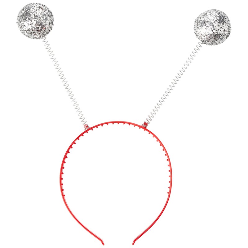 Glitter Ball Boppers On Headband Silver