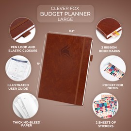 Clever Fox Budget Planner - Expense Tracker Notebook. Monthly Budgeting Organizer, Finance Logbook & Accounts Book, Bill Tracker, A4 (Brown)