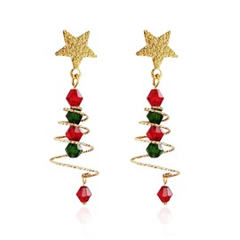 Christmas Drop Dangle Earrings Christmas Earring Jewelry Gifts Small Cute Christmas Tree Earring Jewelry for Women (Gold)