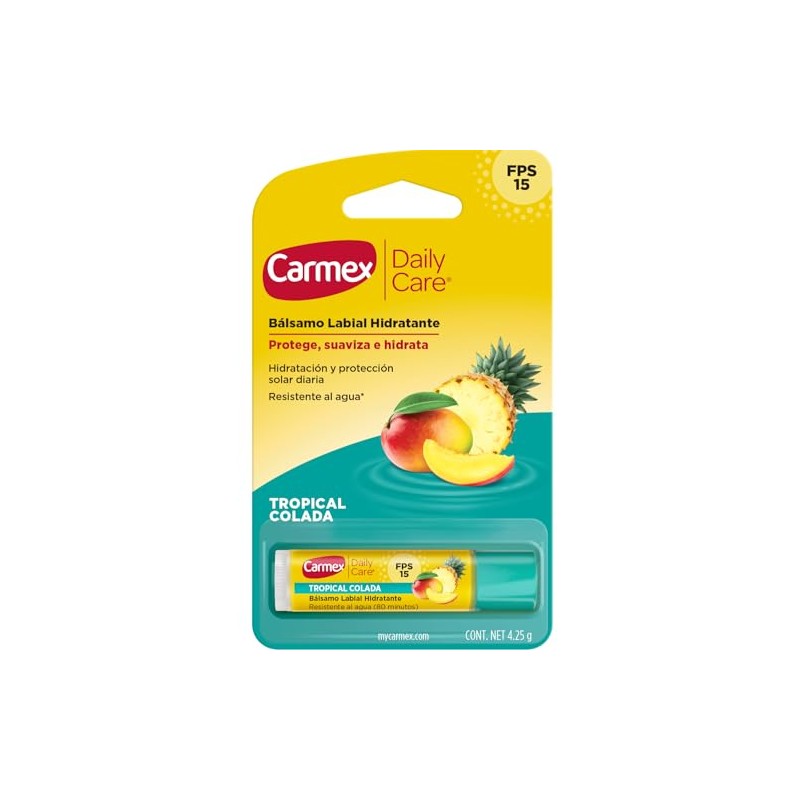 Carmex, Bálsamo Labial Hidratante Daily Care Tropicalcolada, Protege y Suaviza,