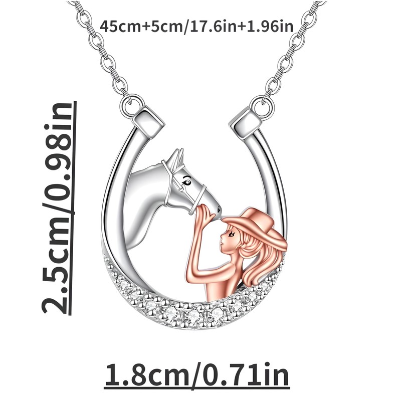 Country Heart Necklace, Infinity Heart Pendant Necklace, Horse Shoe, with