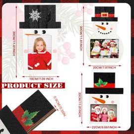 Sintuff 3 Pcs Christmas Picture Frame Christmas Photo Frame 4 x 6 Inch with Bow Decorative Wooden Frame Ornaments Gift for Christmas Home Table Tabletop Display Party Decorations (Snowman)