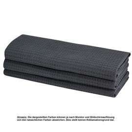 3 x tea towels made of 100% cotton, waffle pique in anthracite, dark grey