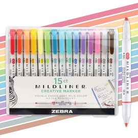 Mildliner Marcador Creativo/Plumon De Doble Punta, Punta Amplia Y Fina Colores Variados 15 Piezas Zebra México