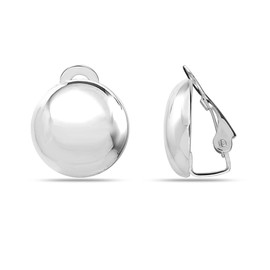 LeCalla Valentines Day Gifts 925 Sterling Silver Round Disc Clip On Earrings Non-Pierced Clip-On Stud Earring for Women