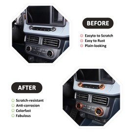JONKOKO Aluminum Alloy Car Interior Decorations Audio Volume Control Knob for Ford Maverick 2022 Air Conditioning Knobs Trim Accessories (Orange)