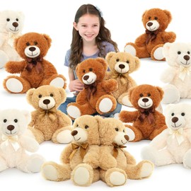 MaoGoLan 12 Pack Teddy Bears in Bulk, 14inch Small Stuffed Animals Teddy Bears for Baby Shower Wholesale Plushies for Themed Birthday Wedding Party Favors - 3 Colors