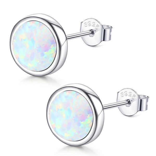 JeweBella 925 Sterling Silver Opal Earrings for Women Girls Plated