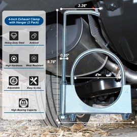 CAROTUPY 4" Exhaust Clamp With Hanger, Universal Exhaust Pipe Hanger Muffler Hanger for 4 Inch Exhaust Pipes (2 Pcs)