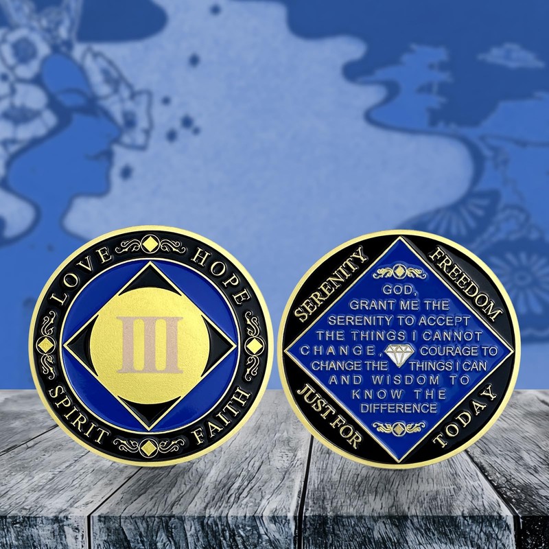3 Year NA Medallion Gold Plated Narcotics Anonymous Coins Birthday