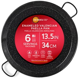 ZENDEU - Paella Pan 13.5 inch - Enameled Steel Paella Pan, Made in Spain - Easy Cleaning - Enameled Steel, 13.5 in - 34 cm (6 Servings) Cook your own Spanish Paella