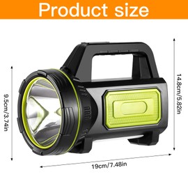 Binnan Superhelle Led Handscheinwerfer,Taschenlampe Groß,1200mah Batteriebetriebene Tragbare Taschenlampe,LED 882A ohne Seitenlicht wasserdichte mit 2-Modi, Geeignet für Den Notfalleinsatz Im Freien