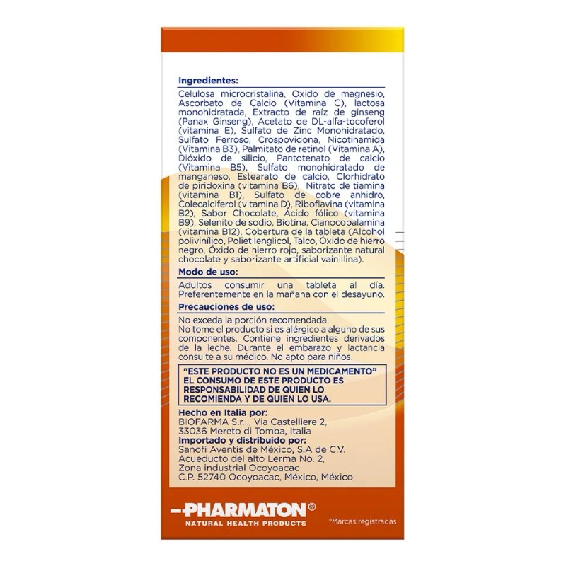 Multivitamínico Ginseng G115 Complete 100 Cápsulas 77.3g Pharmaton Sin Sabor