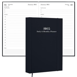 2025 Daily & Monthly Planner - 2025 Daily Planner One Page Per Day from January 2025 to December 2025, Hourly Appointment Book Perfect Organizer Daily Life, Fabric Cover, 5.8'' x 8.3'', Black