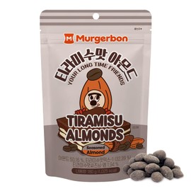 MURGERBON Tiramisu Chocolate Coated Almonds 6.7oz - Korean Tiramisu Almond for Whole Family, Resealable Bags Almonds Bulk, Afternoon Snacks for Office Workers and Students, Perfect Lunch Snacks for Adults, Korean Almonds, Korean Snacks, Chocolate Covered Almond Snacks, Nut Snacks, Pack of 1