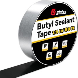 Bghdas - 1 Pack Butyl Sealant Tape 1 1/2" X 60' - Double Sided - Black Vapor Barrier Butyl Tape for Wall of Crawl Space, Rv Windows, Deck Boat, Crawlspace (Waterproof, Weatherproof)