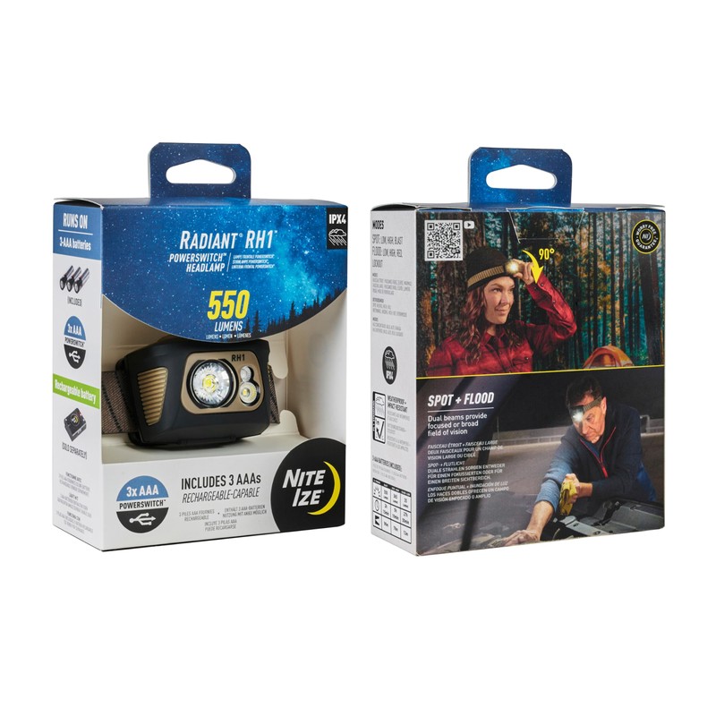 Nite Ize Radiant RH1 PowerSwitch Headlamp - Durable 550 Lumen