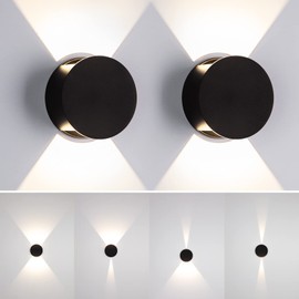 Tubicen Small Wall Sconces Set of 2, DIY Light Beam Movie Theater Sconces Wall Lighting, 6W 3000K LED Dimmable Up Down Wall Lights for Living Room Bedroom Stairway, Black (Hardwired)