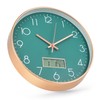 BAKBRAND Wall Clock with LCD Display Non-Ticking Silent Quartz Movement