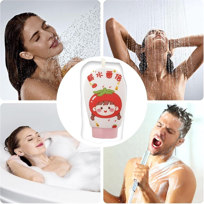 Guantes de esponja de baño exfoliantes de doble cara para